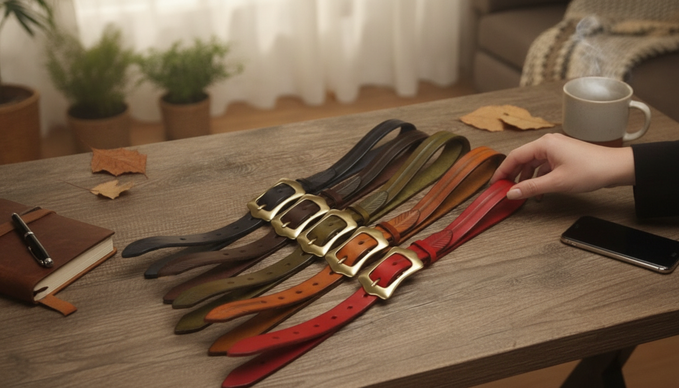 0.9-Inch Women’s Slim Leather Belt with Classic Pin Buckle