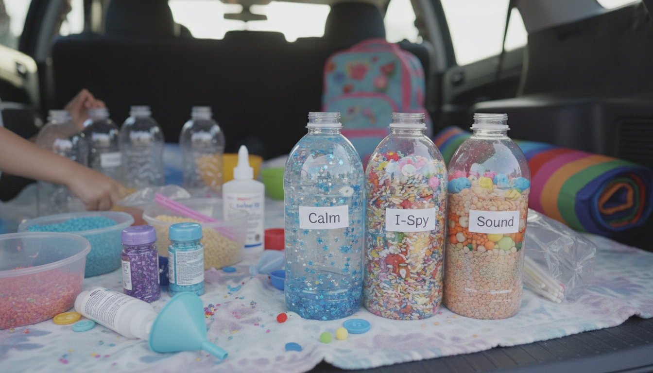 Homemade Sensory Bottle Fillers: Calm, I-Spy, Sound