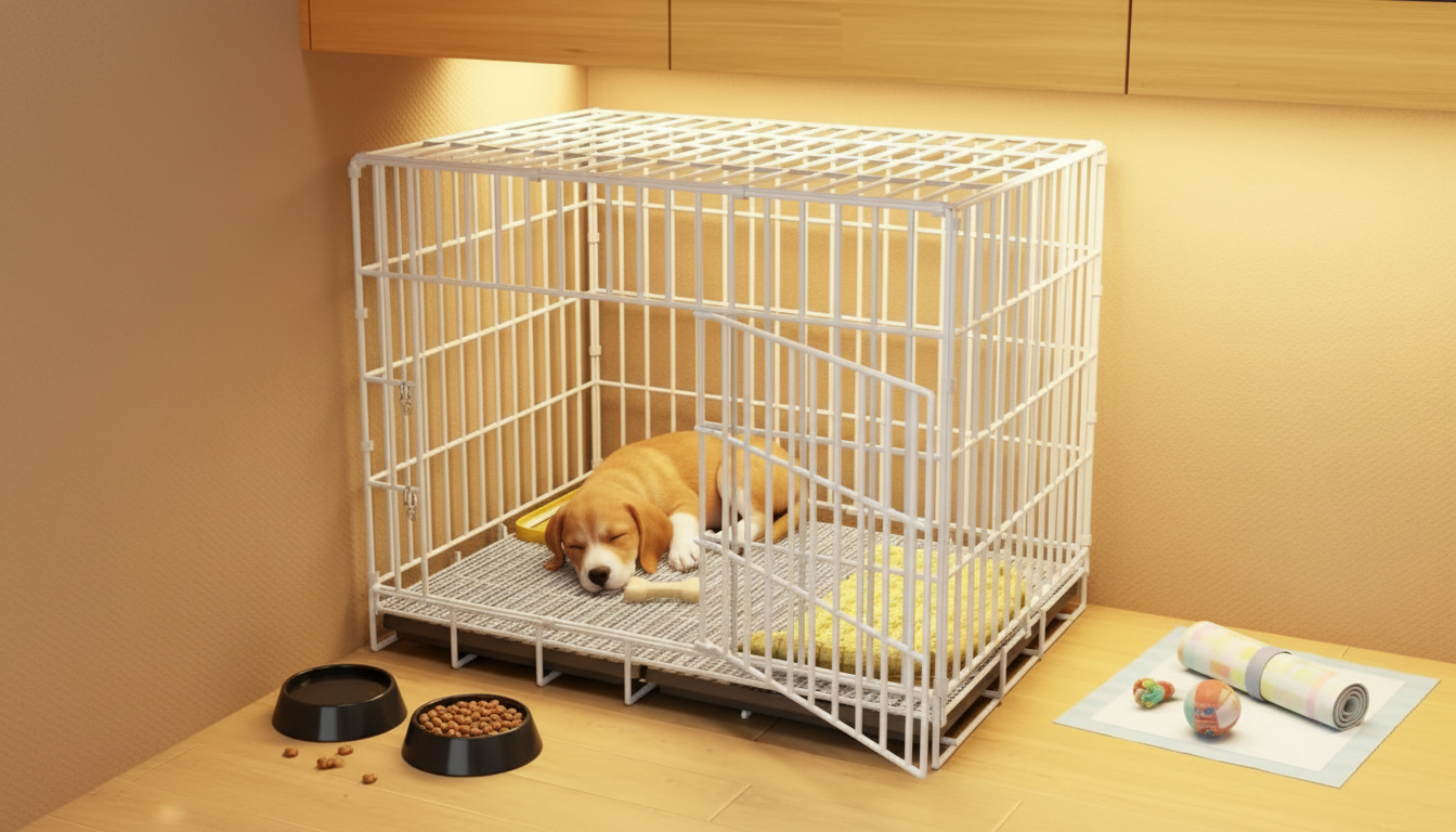 Foldable Indoor Dog Cage with Toilet Tray: Small/Med Pets